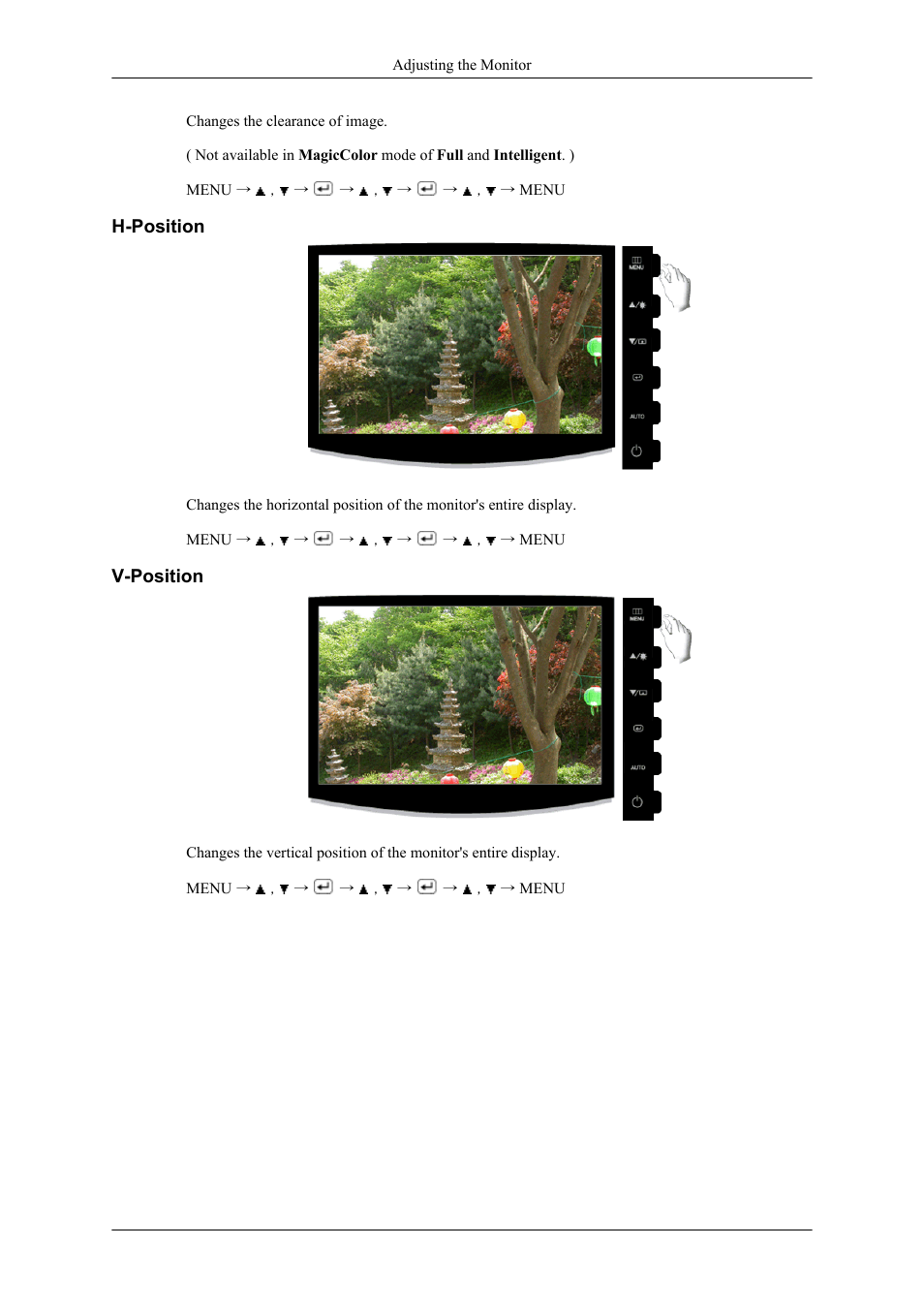 H-position, V-position | Samsung LS19CMYKF-ZA User Manual | Page 37 / 59