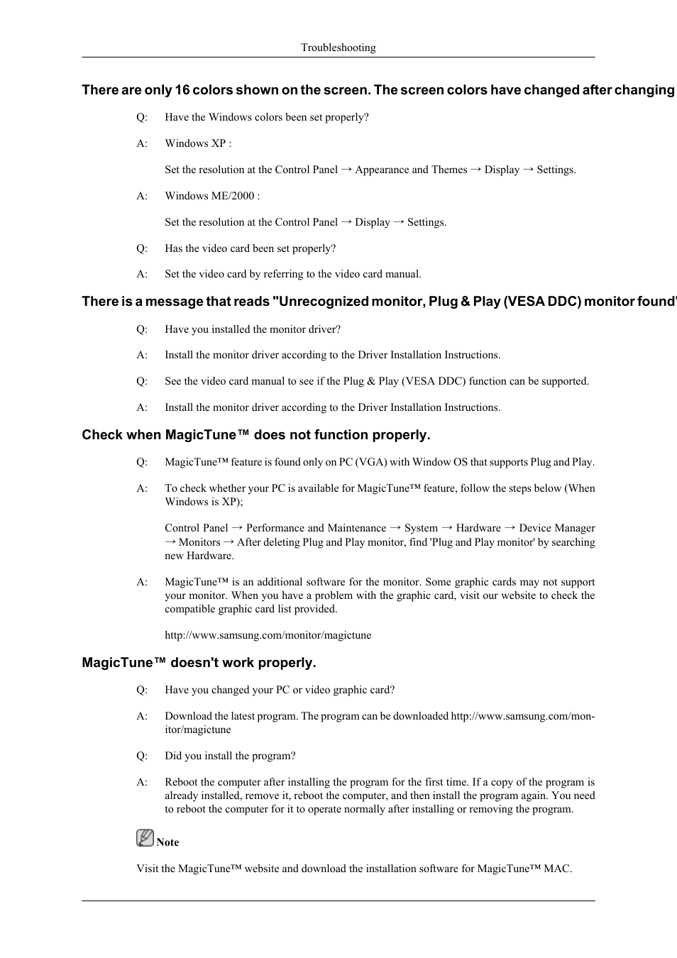 Check when magictune™ does not function properly, Magictune™ doesn't work properly | Samsung LS19CMYKF-ZA User Manual | Page 45 / 59