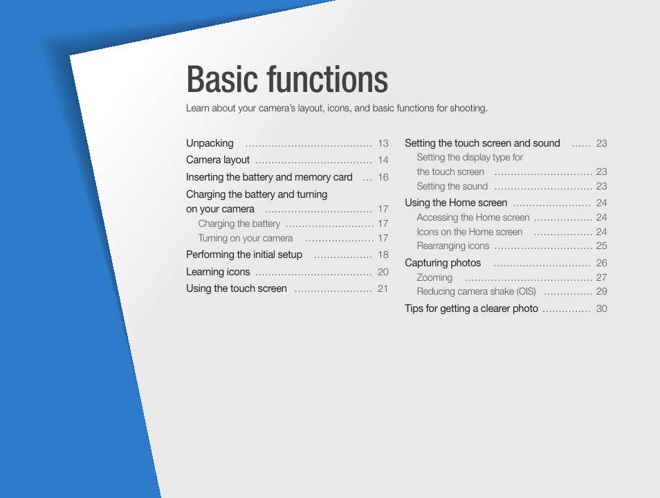 Basic functions | Samsung EC-ST65ZZBPSUS User Manual | Page 13 / 142