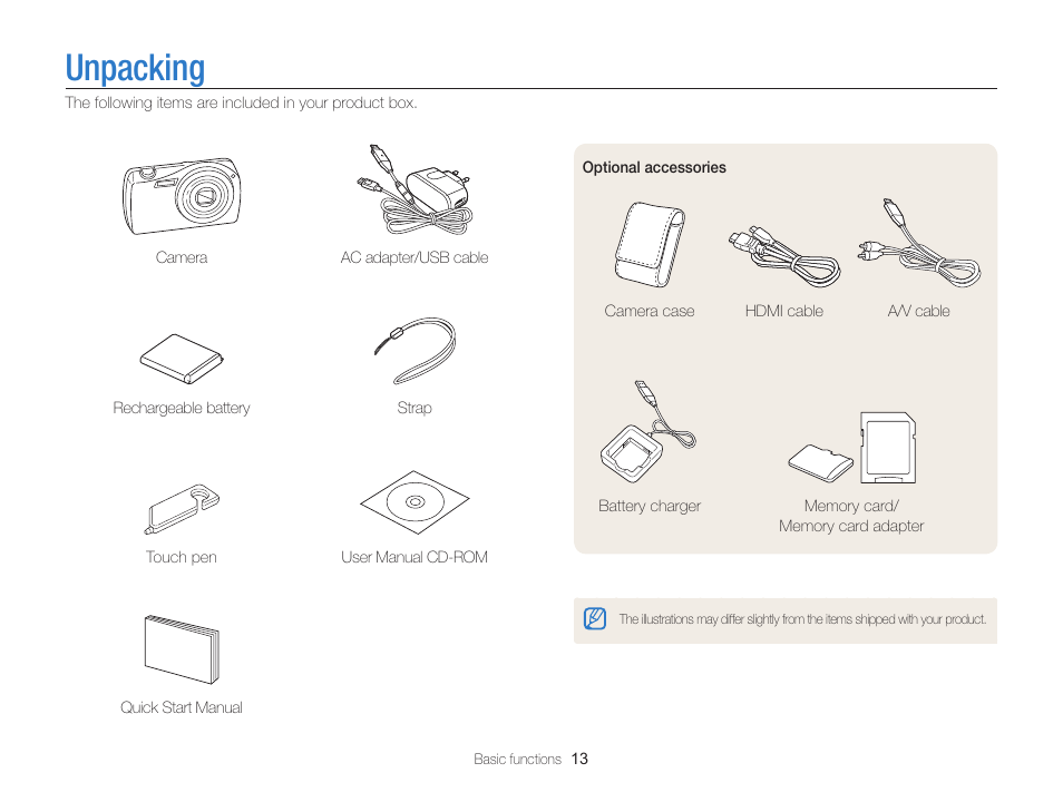 Unpacking | Samsung EC-ST65ZZBPSUS User Manual | Page 14 / 142