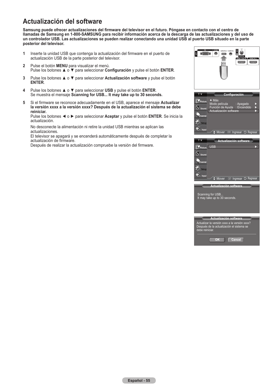 Actualización del software | Samsung HLT5675SX-XAA User Manual | Page 121 / 128