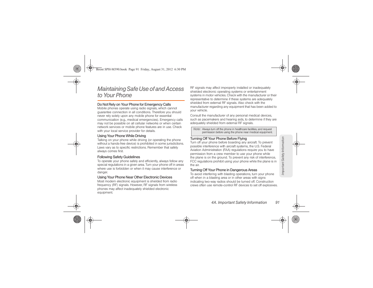 Maintaining safe use of and access to your phone | Samsung SPH-M390ZKABST User Manual | Page 101 / 120