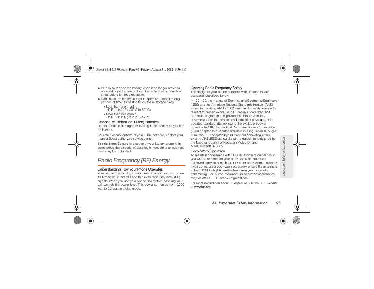 Radio frequency (rf) energy | Samsung SPH-M390ZKABST User Manual | Page 105 / 120