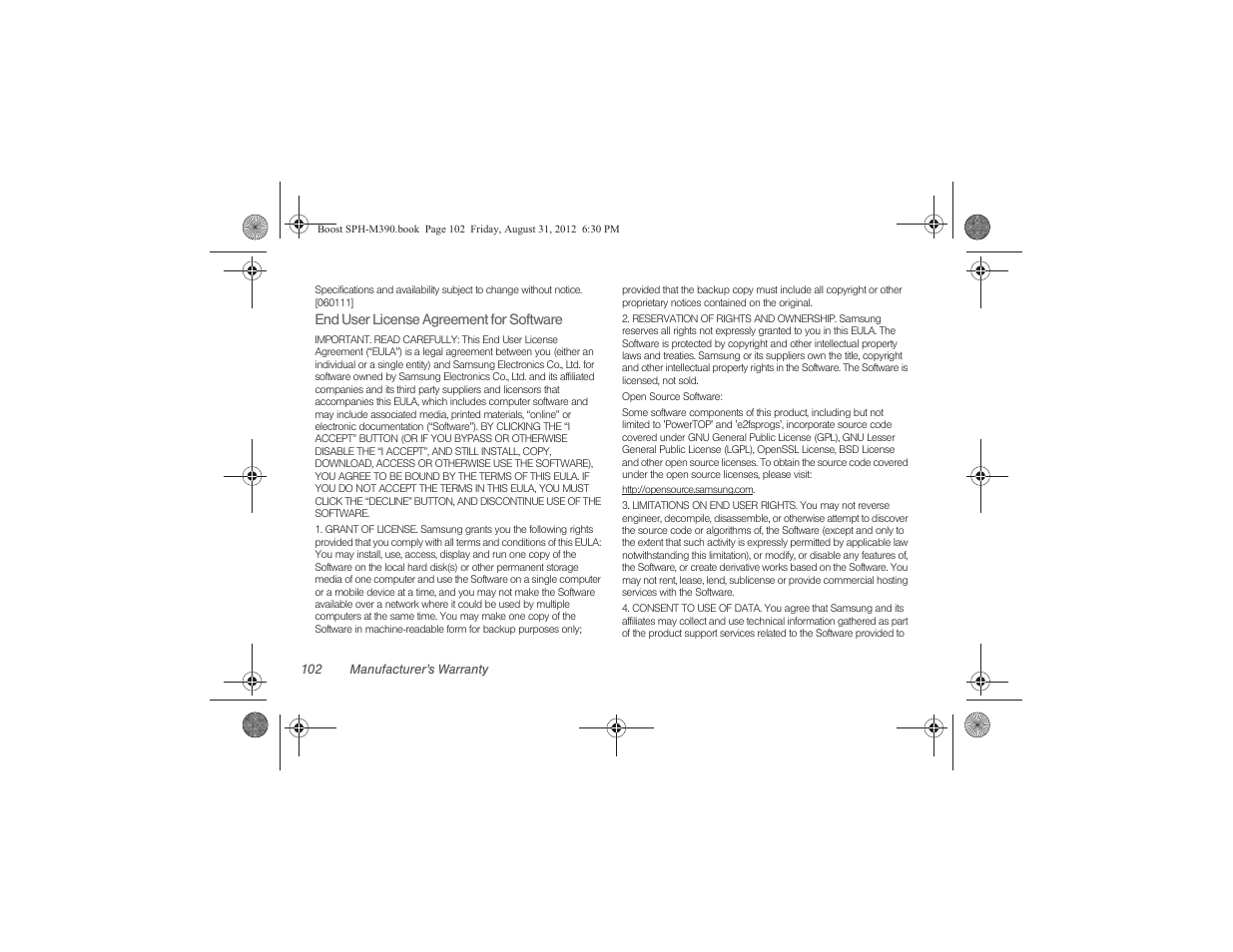 Samsung SPH-M390ZKABST User Manual | Page 112 / 120