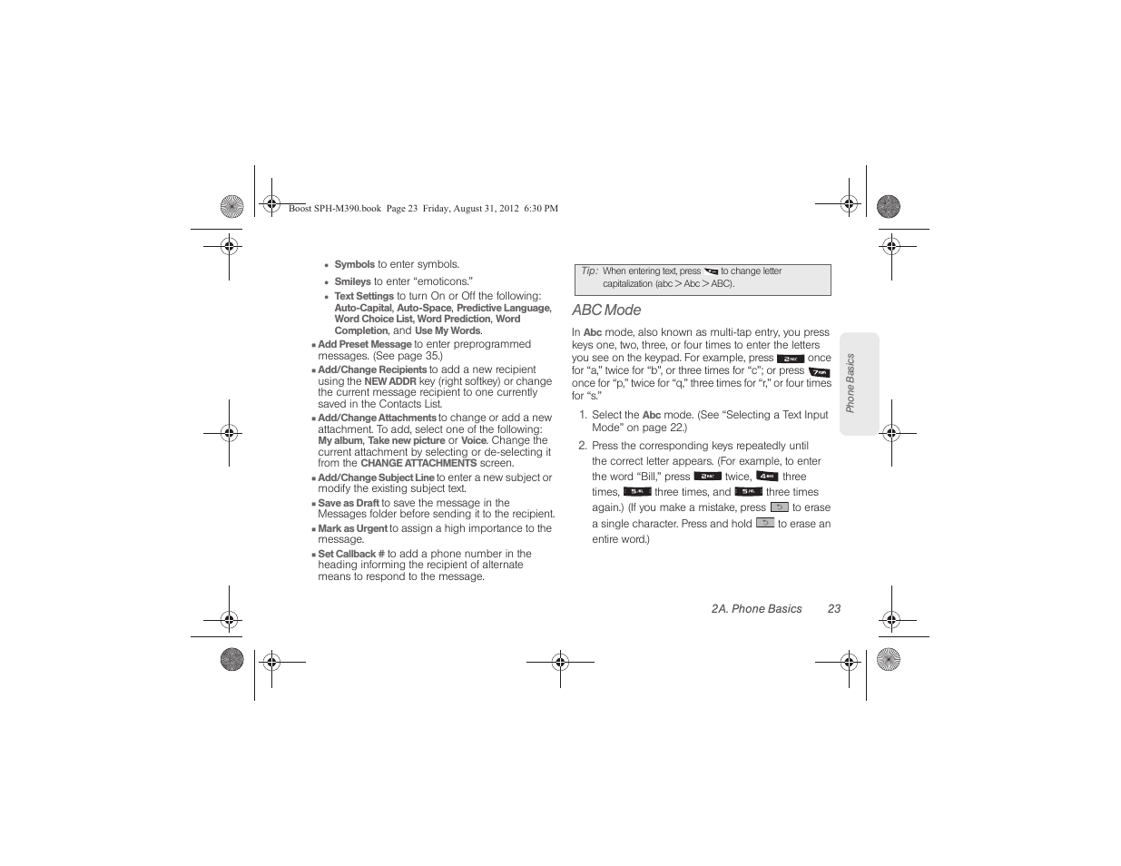 Abc mode | Samsung SPH-M390ZKABST User Manual | Page 33 / 120