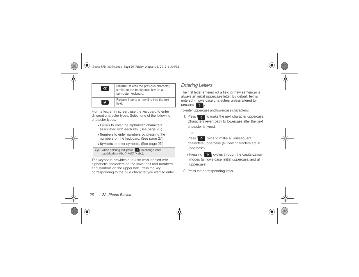 Entering letters | Samsung SPH-M390ZKABST User Manual | Page 36 / 120