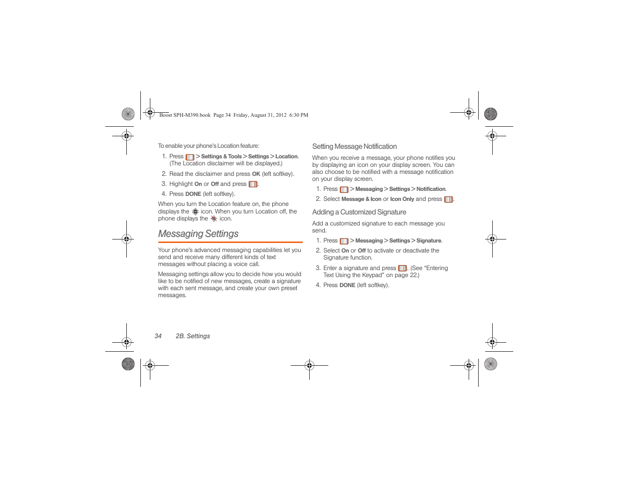 Messaging settings | Samsung SPH-M390ZKABST User Manual | Page 44 / 120