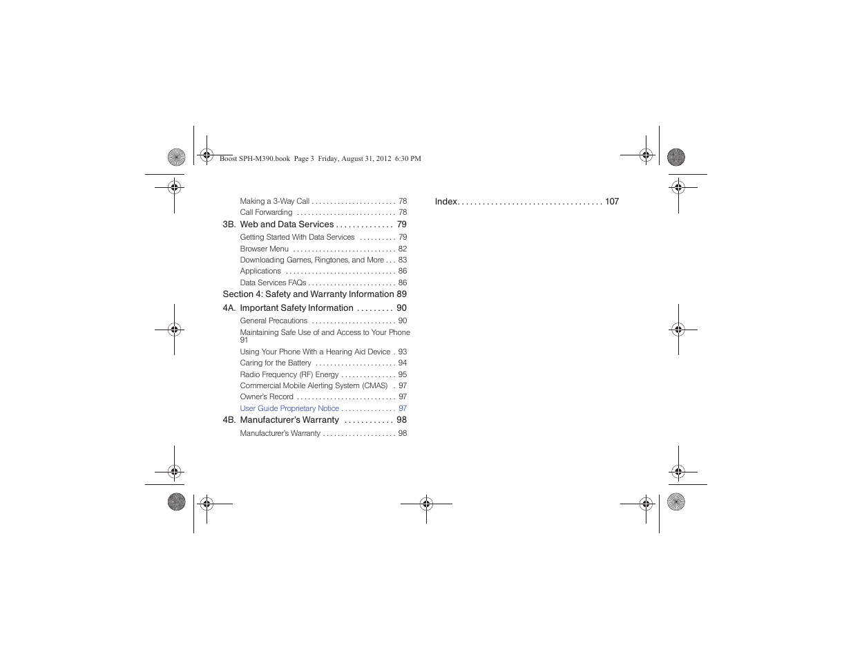 Samsung SPH-M390ZKABST User Manual | Page 5 / 120