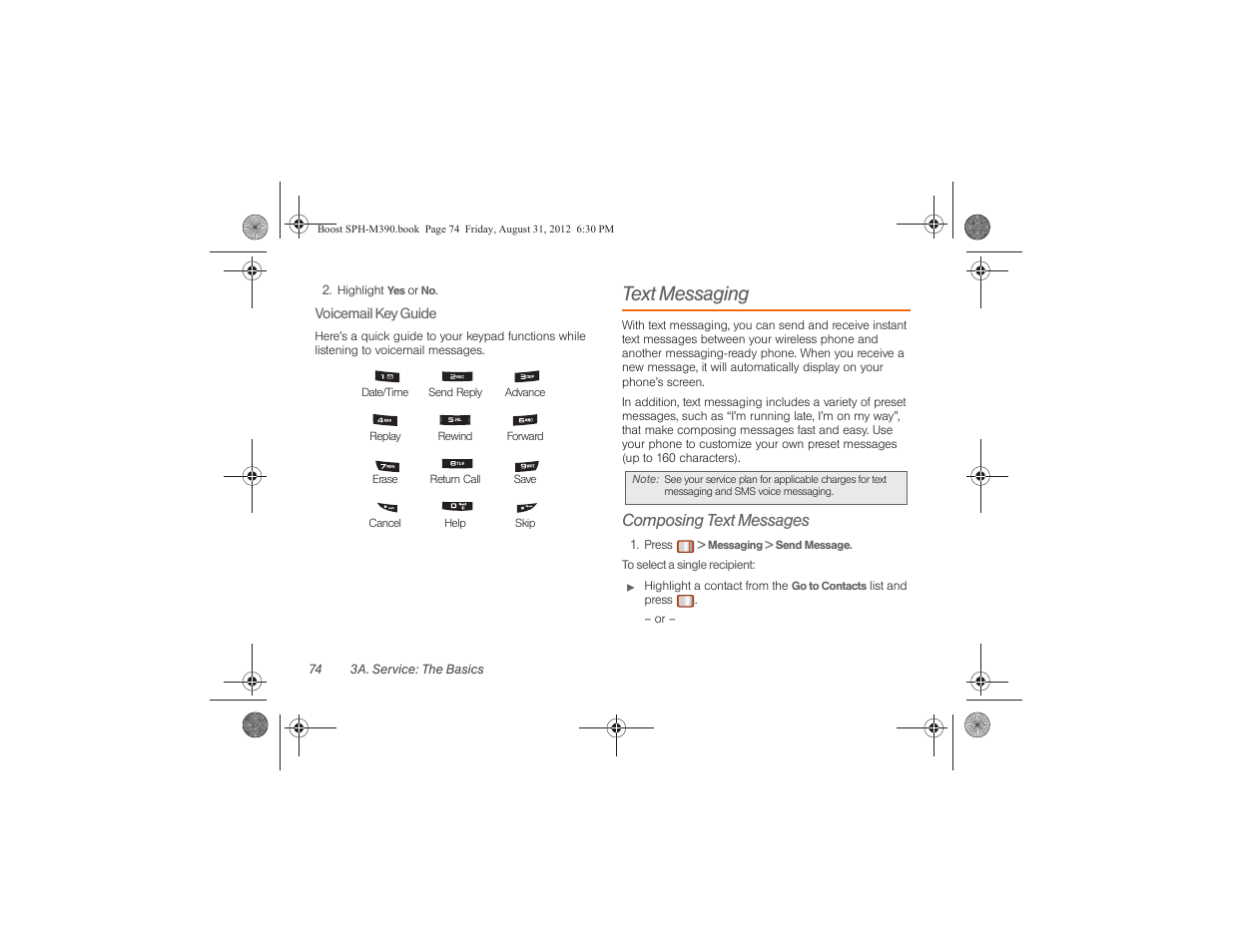 Text messaging, Composing text messages | Samsung SPH-M390ZKABST User Manual | Page 84 / 120
