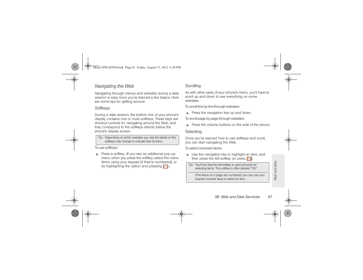 Navigating the web | Samsung SPH-M390ZKABST User Manual | Page 91 / 120
