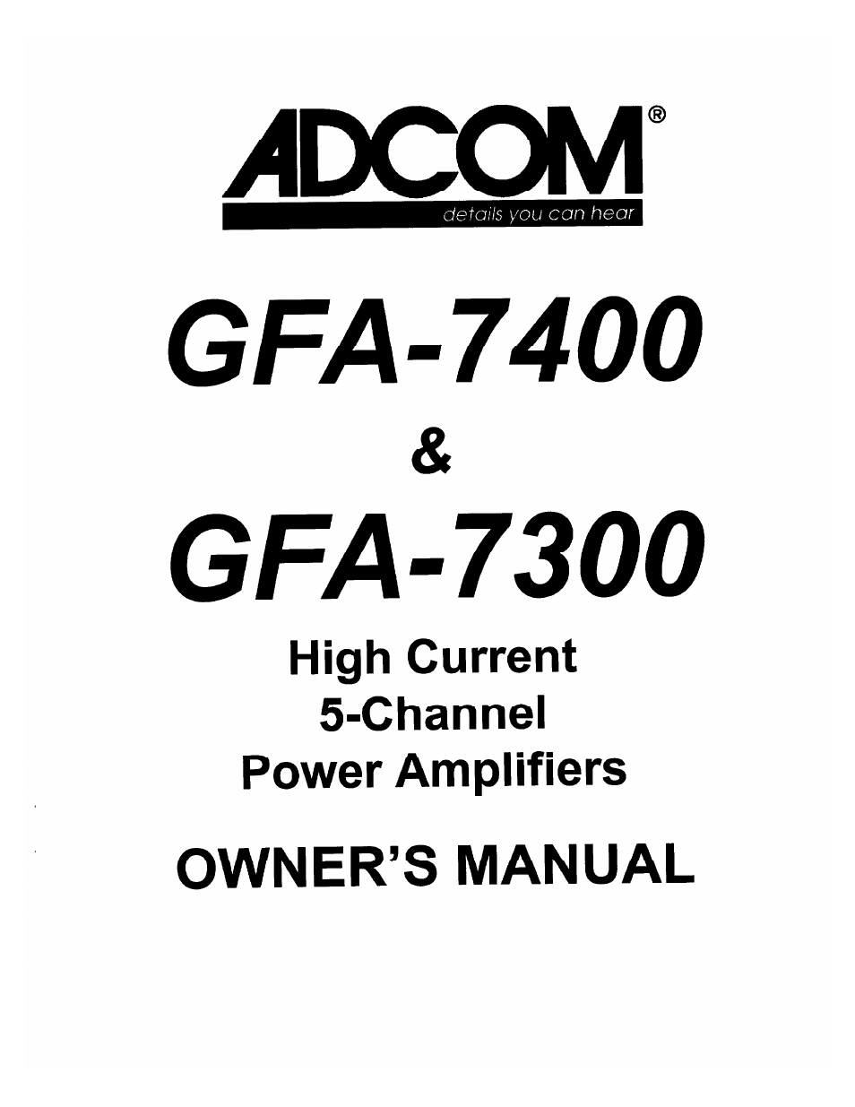 Adcom GFA-7300 User Manual | 19 pages