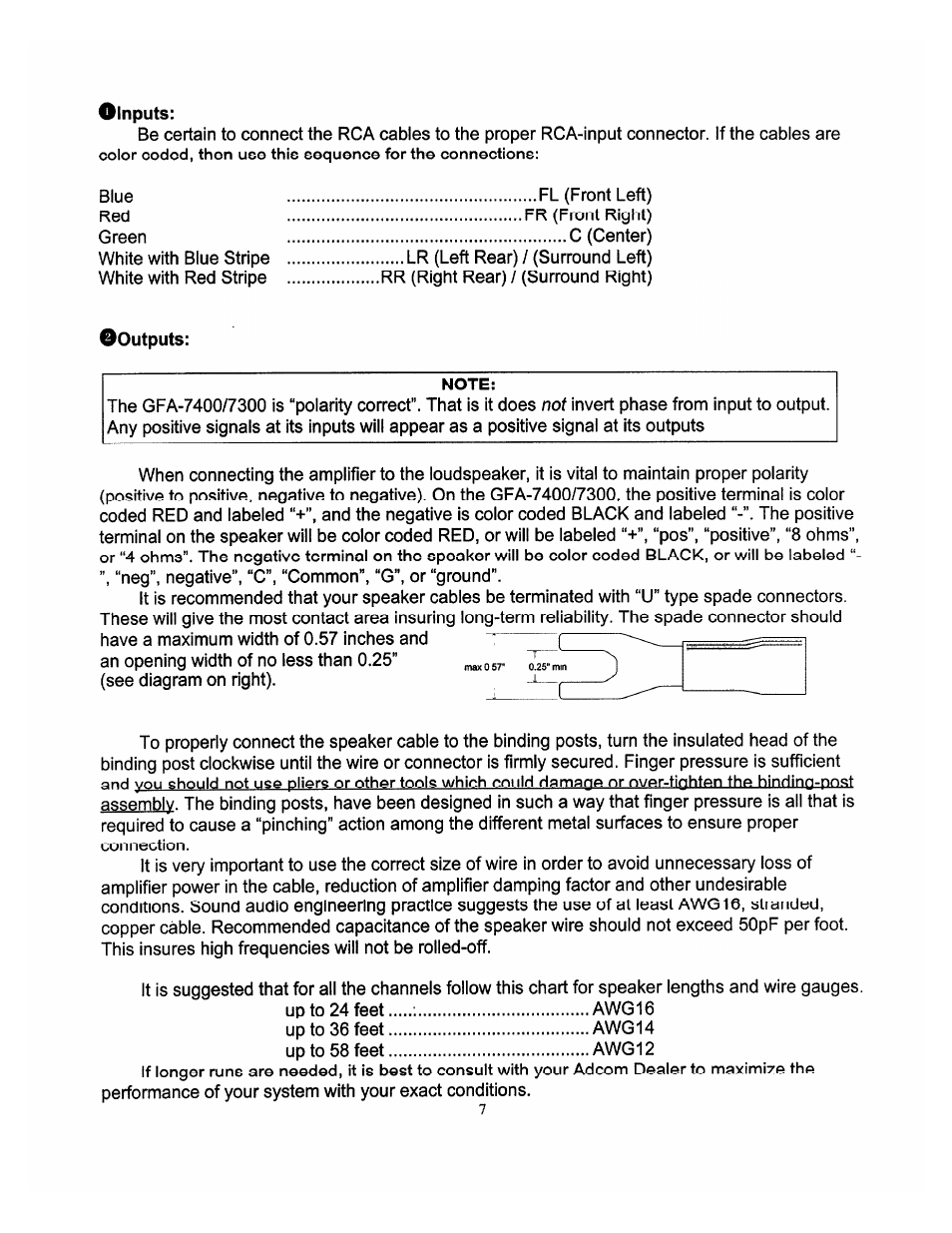 Adcom GFA-7300 User Manual | Page 7 / 19