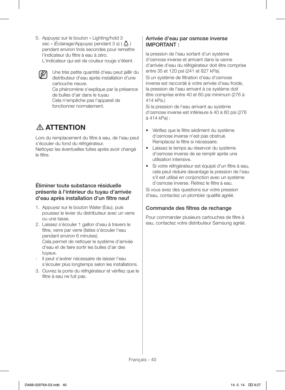 Attention | Samsung RH22H9010SR-AA User Manual | Page 132 / 136