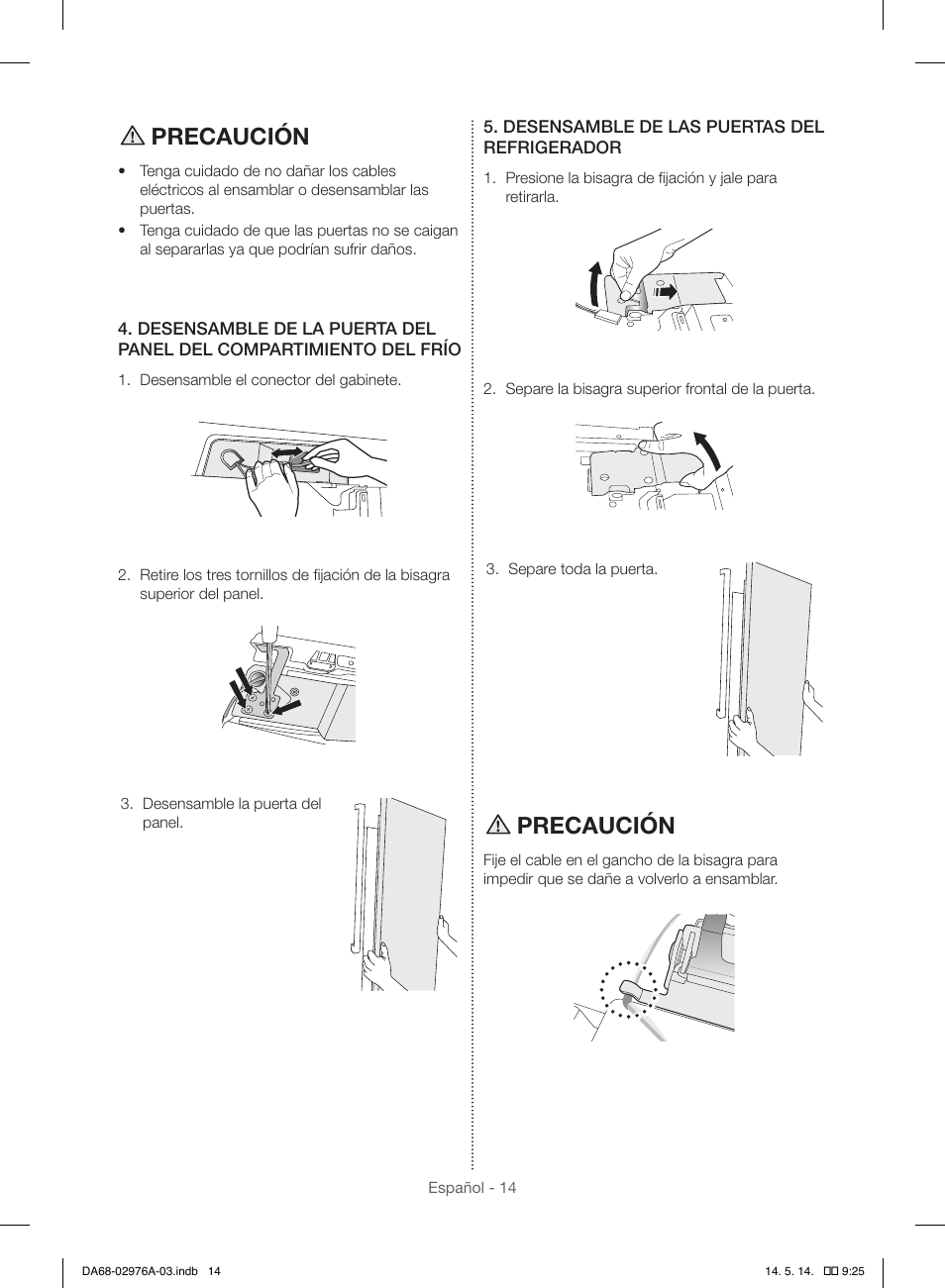 Precaución | Samsung RH22H9010SR-AA User Manual | Page 62 / 136