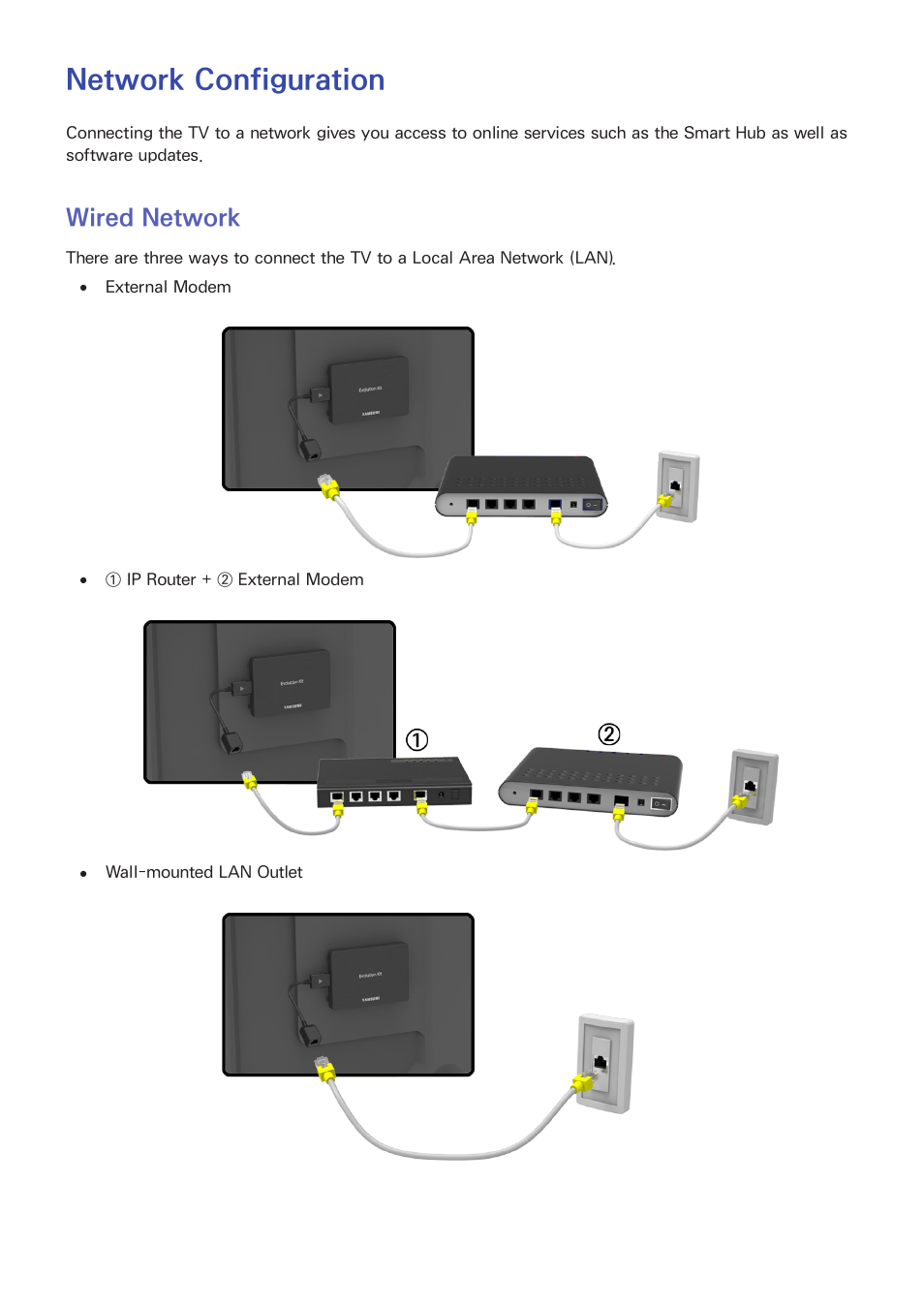 Network configuration, Wired network | Samsung SEK-1000-ZA User Manual | Page 18 / 157