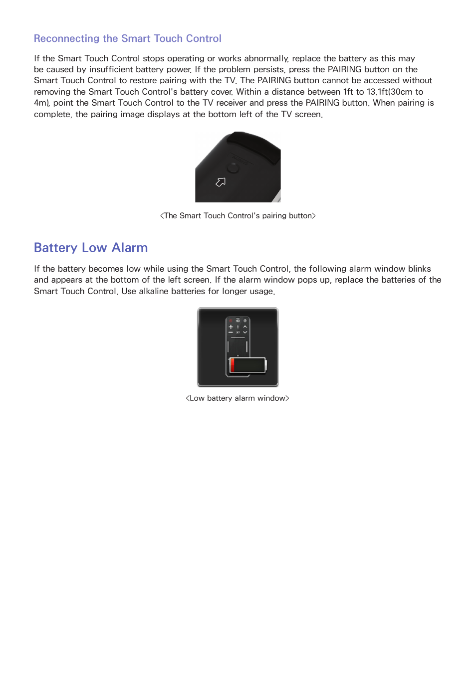 Reconnecting the smart touch control, 24 battery low alarm, Battery low alarm | Samsung SEK-1000-ZA User Manual | Page 31 / 157