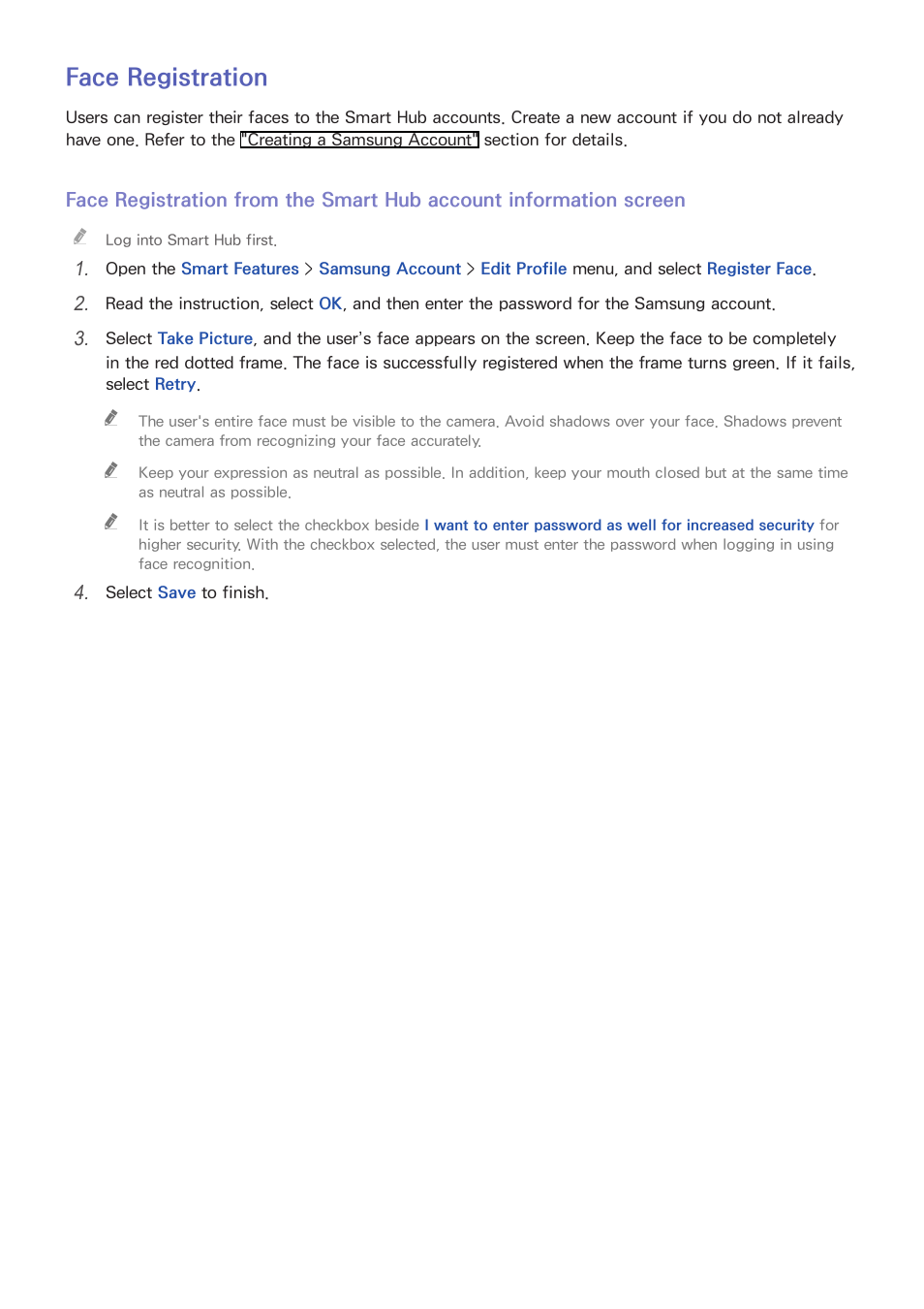 50 face registration, Face registration | Samsung SEK-1000-ZA User Manual | Page 57 / 157