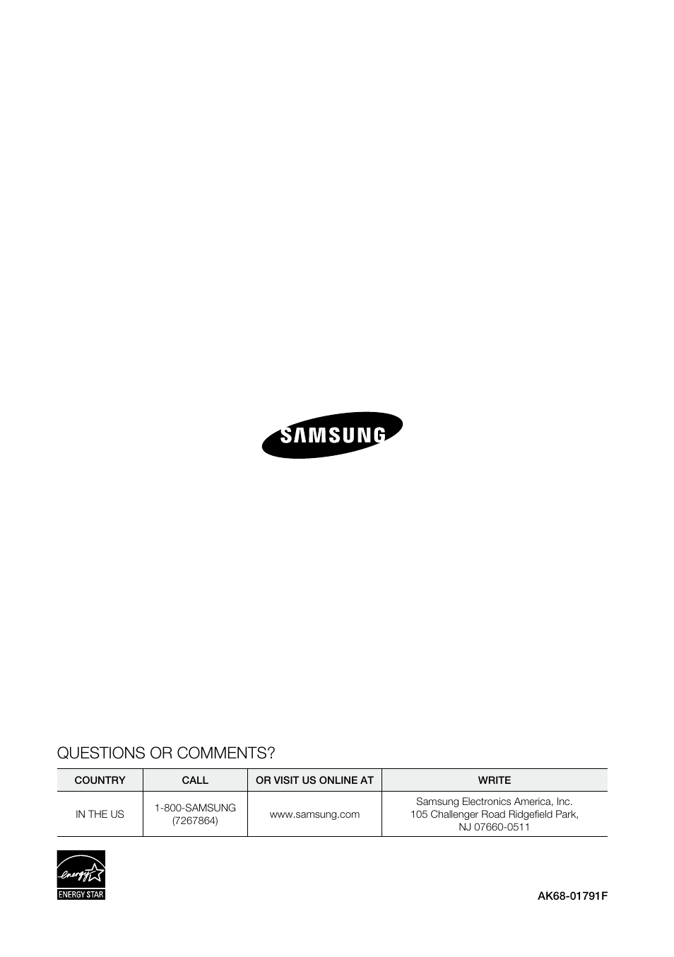 Questions or comments | Samsung BD-P3600-XAA User Manual | Page 104 / 104