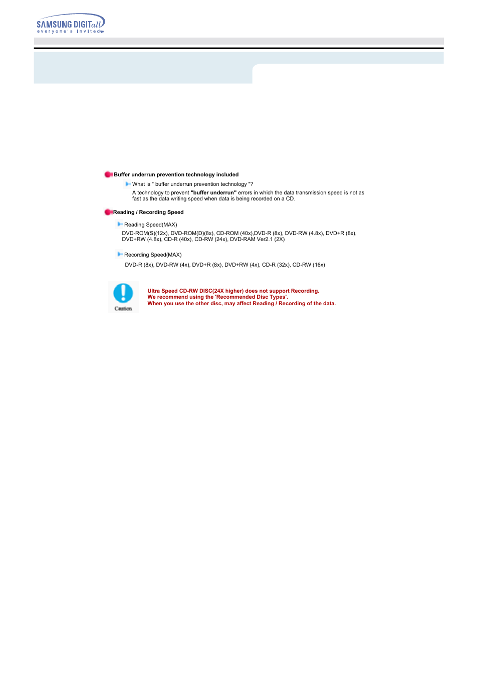 Features | Samsung SH-W08AEN User Manual | Page 10 / 26