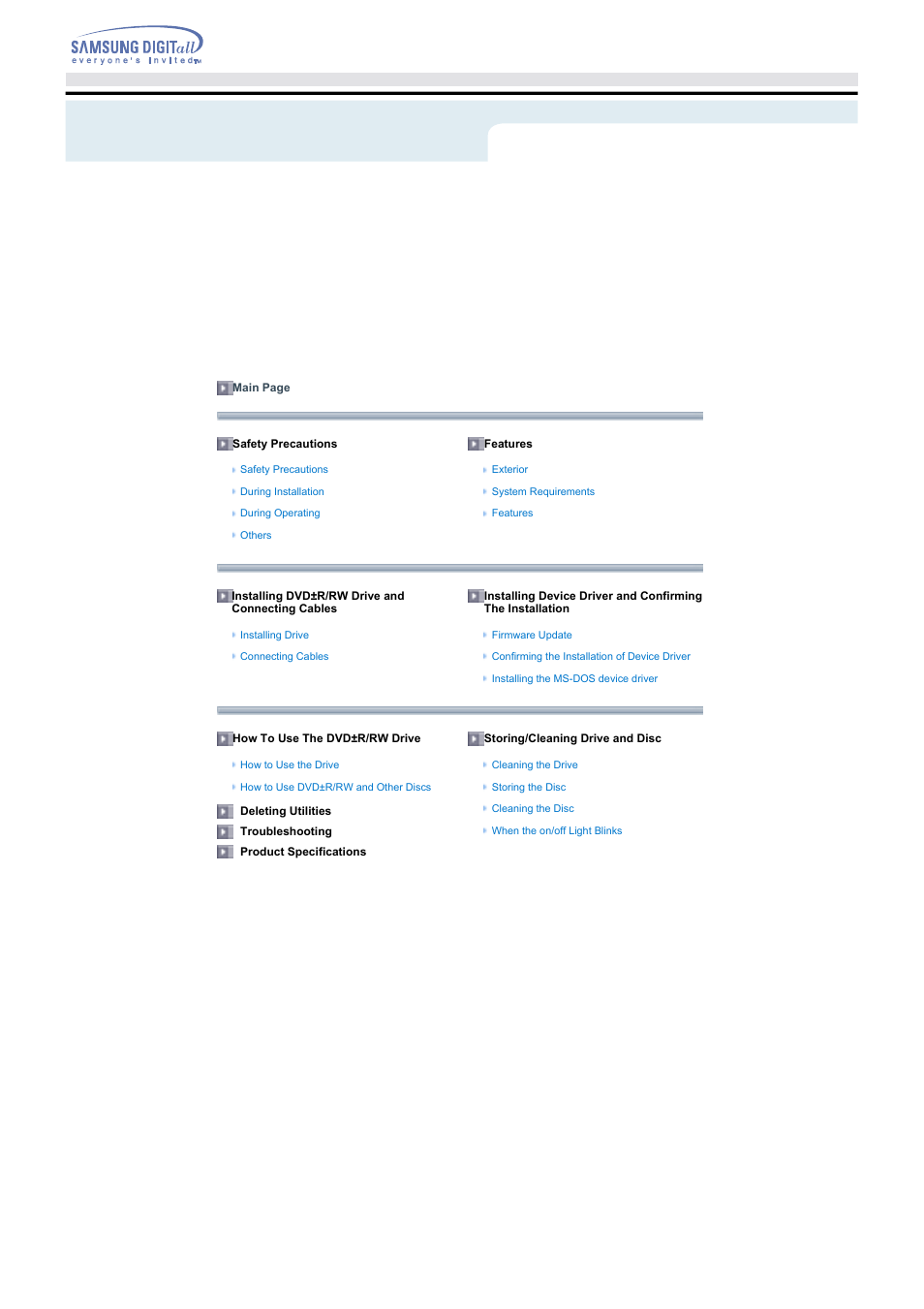 Index | Samsung SH-W08AEN User Manual | Page 2 / 26