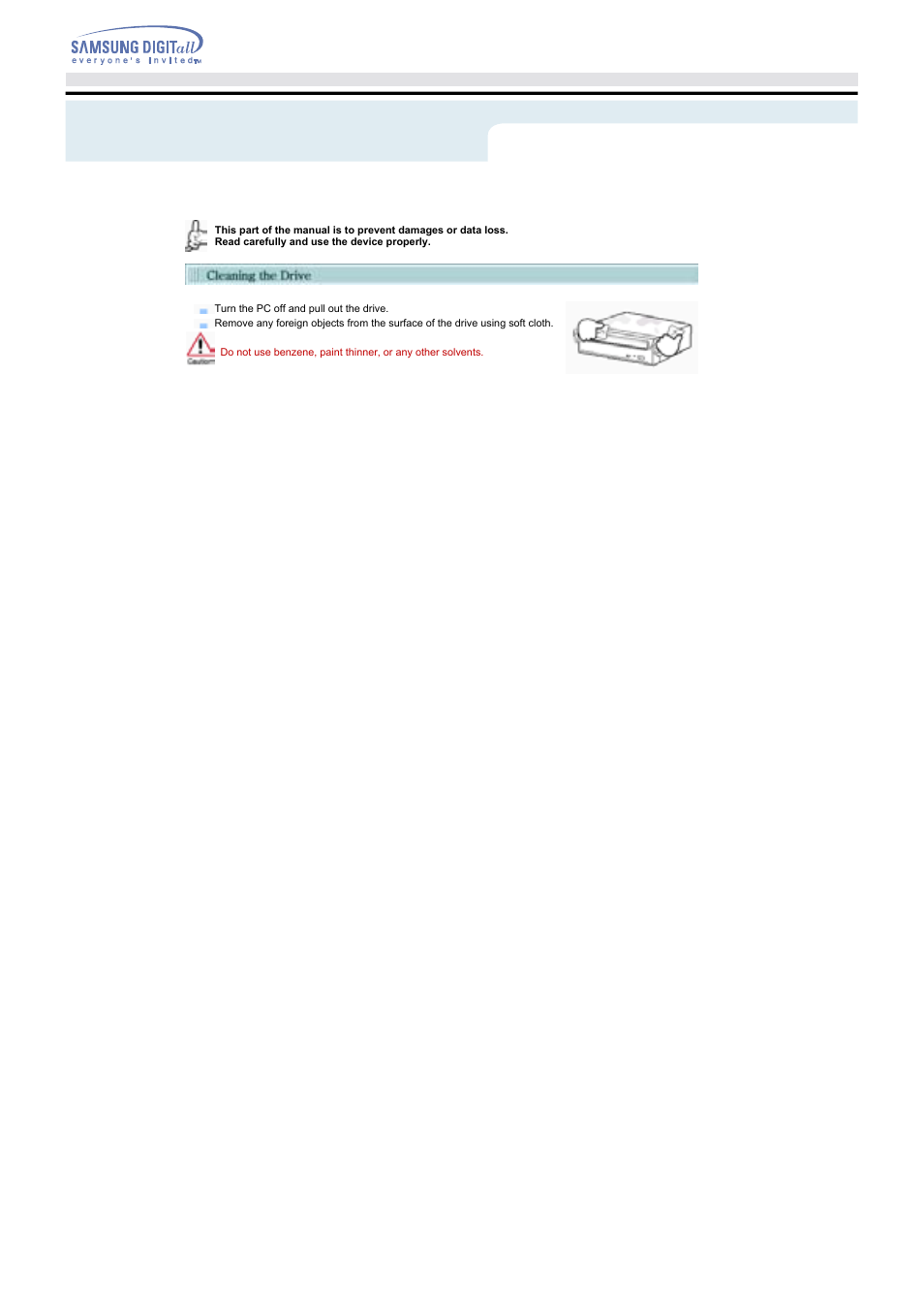 Storing/cleaning drive and disc | Samsung SH-W08AEN User Manual | Page 21 / 26