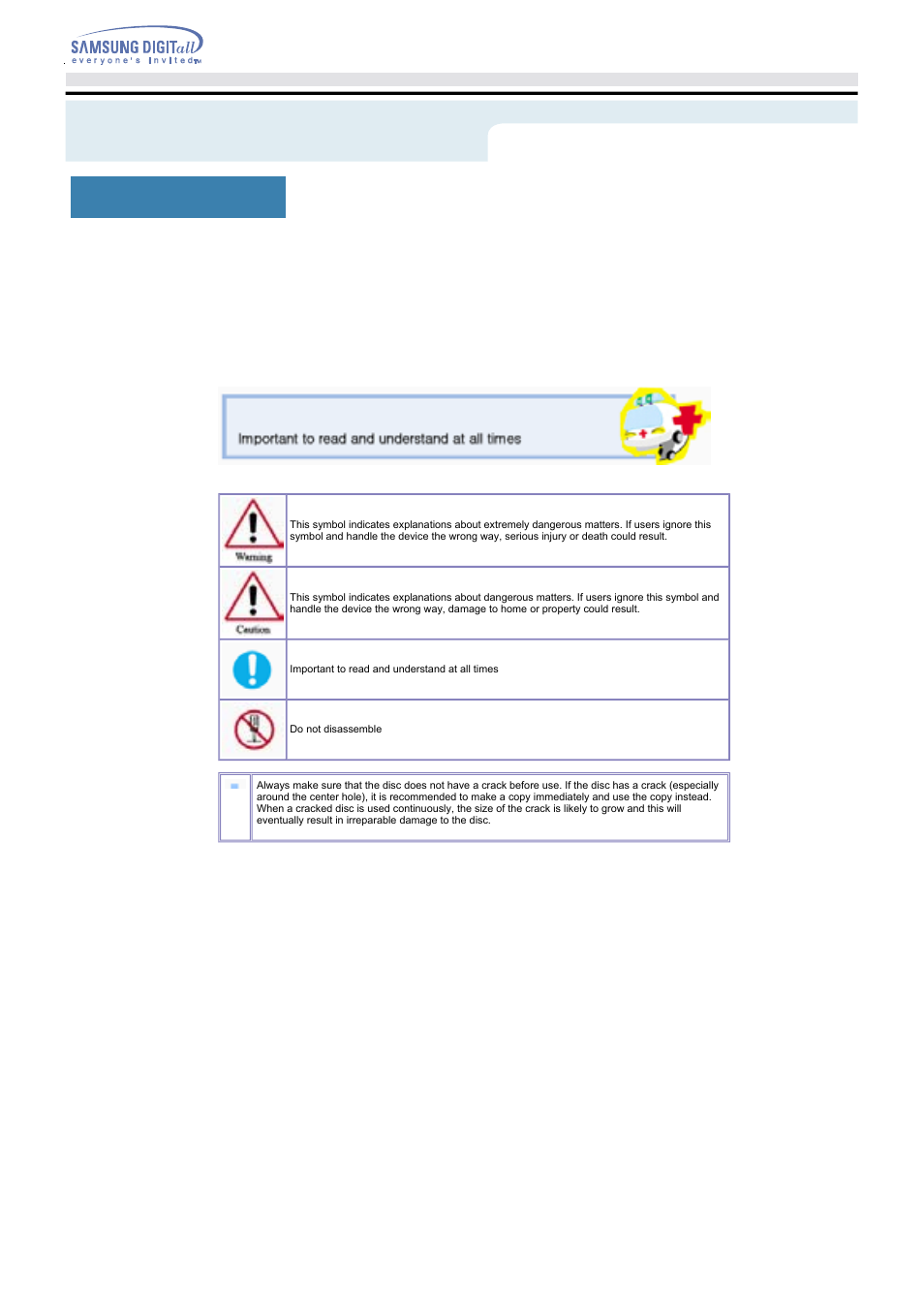 Safety precautions | Samsung SH-W08AEN User Manual | Page 3 / 26