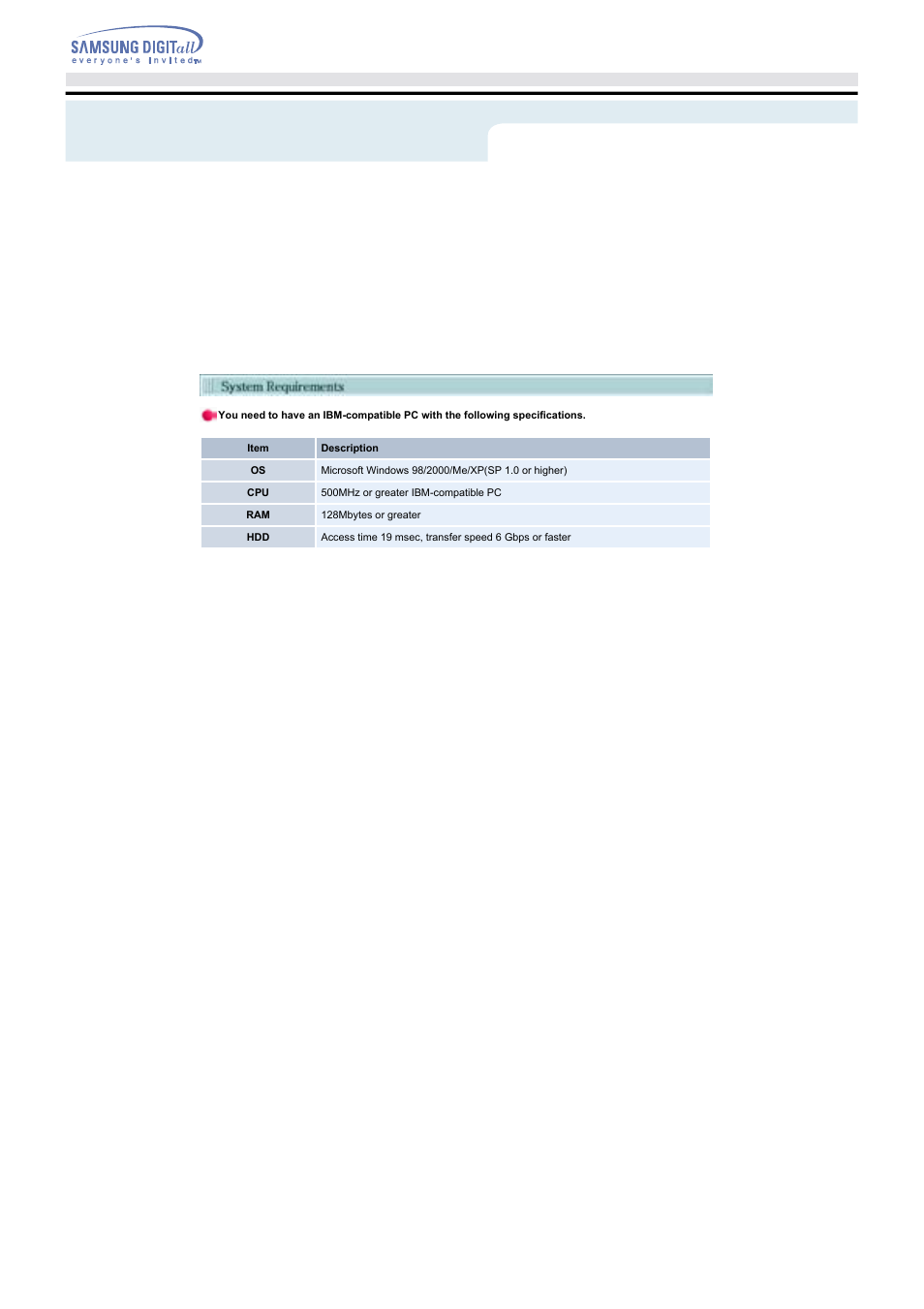 Features | Samsung SH-W08AEN User Manual | Page 8 / 26