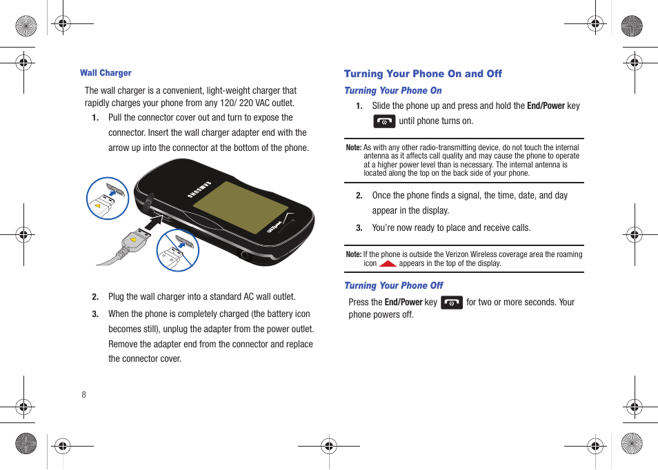 Turning your phone on and off | Samsung SCH-U490NKAVZW User Manual | Page 12 / 158