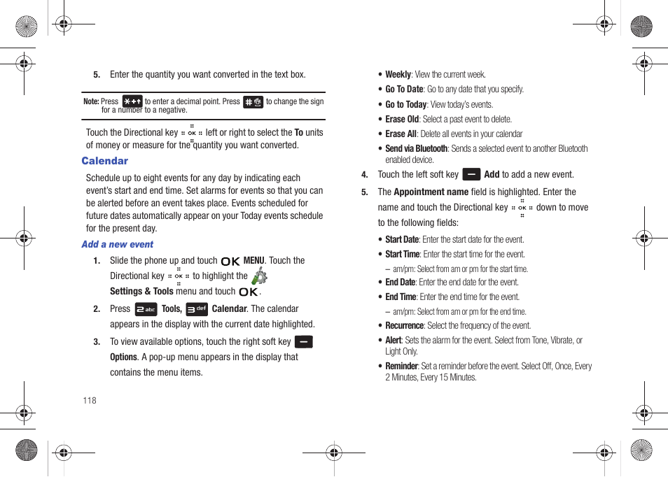 Calendar | Samsung SCH-U490NKAVZW User Manual | Page 122 / 158