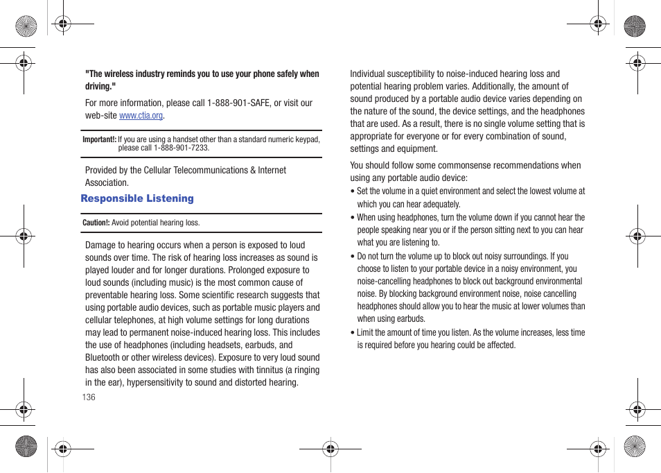 Responsible listening | Samsung SCH-U490NKAVZW User Manual | Page 140 / 158