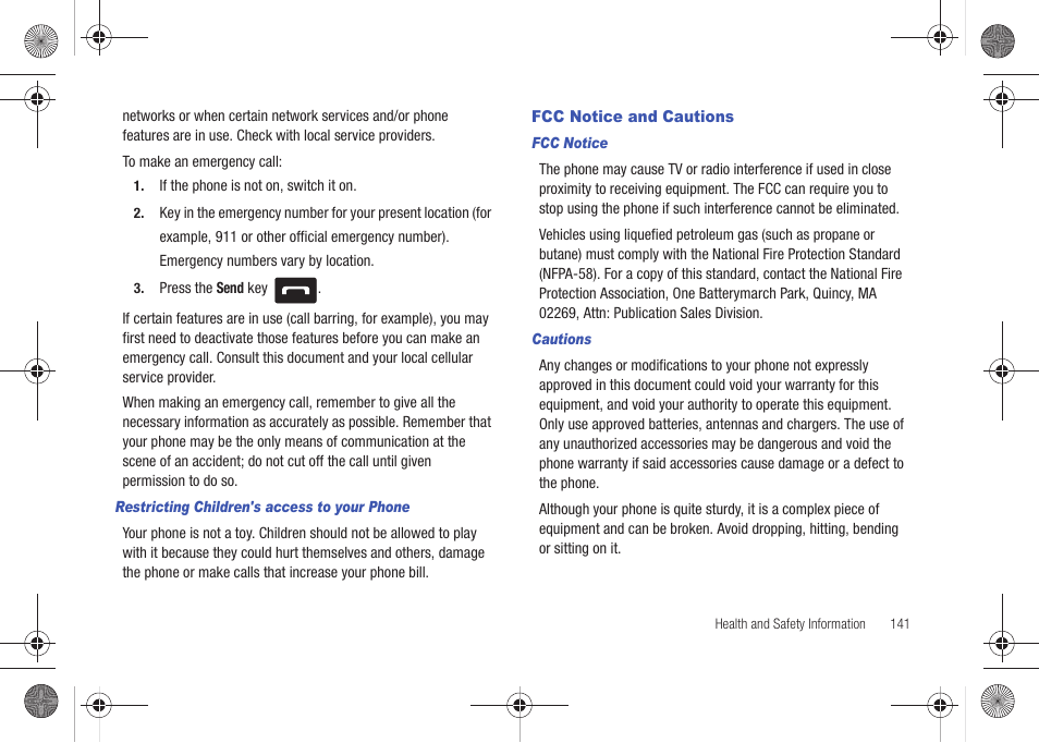 Fcc notice and cautions | Samsung SCH-U490NKAVZW User Manual | Page 145 / 158