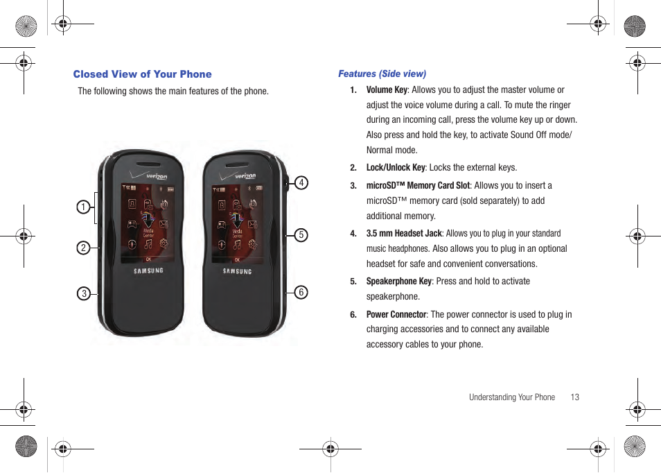 Closed view of your phone | Samsung SCH-U490NKAVZW User Manual | Page 17 / 158