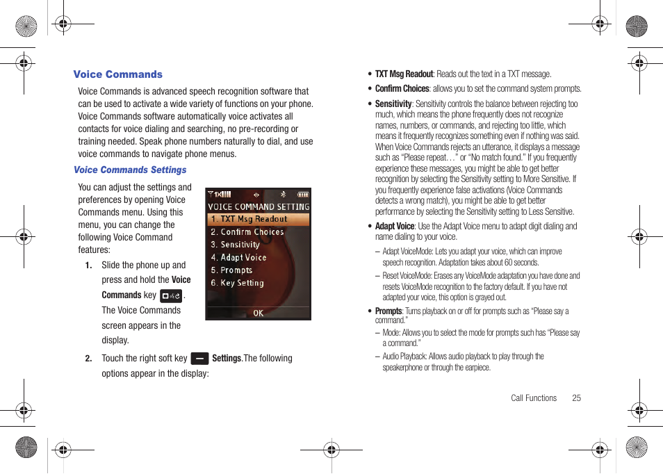 Voice commands | Samsung SCH-U490NKAVZW User Manual | Page 29 / 158