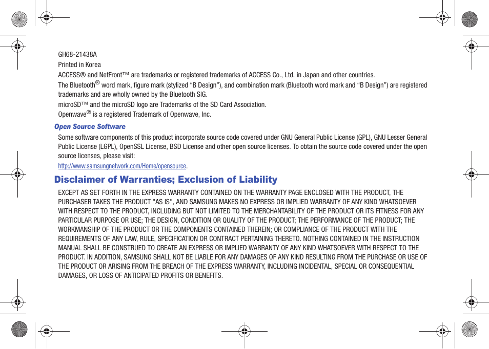 Disclaimer of warranties; exclusion of liability | Samsung SCH-U490NKAVZW User Manual | Page 3 / 158