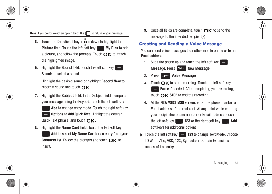 Creating and sending a voice message | Samsung SCH-U490NKAVZW User Manual | Page 65 / 158