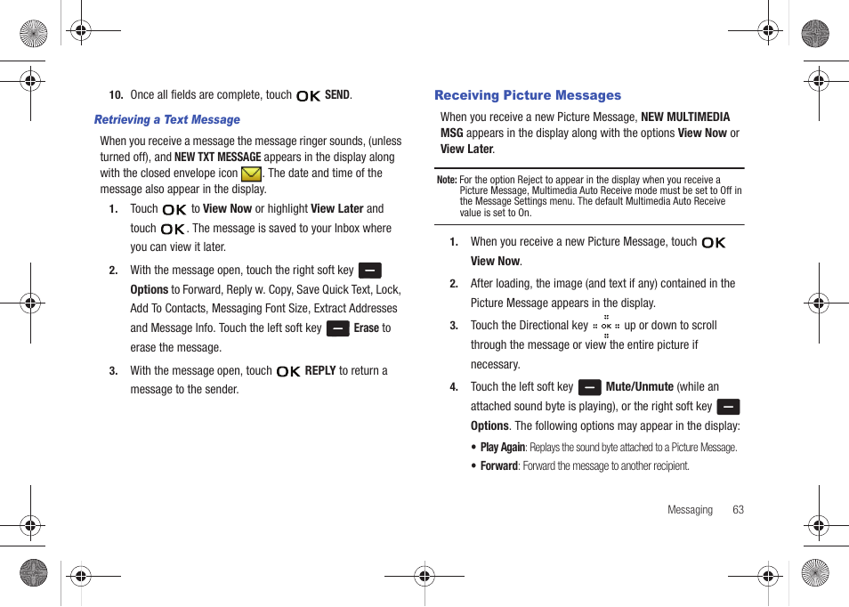 Receiving picture messages | Samsung SCH-U490NKAVZW User Manual | Page 67 / 158