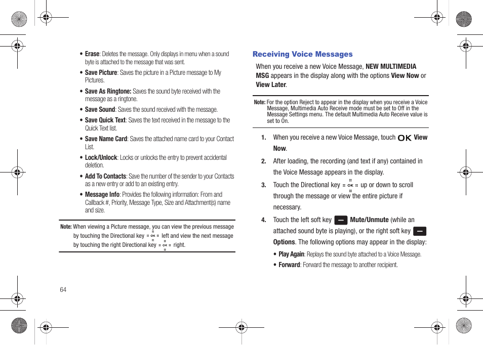 Receiving voice messages | Samsung SCH-U490NKAVZW User Manual | Page 68 / 158