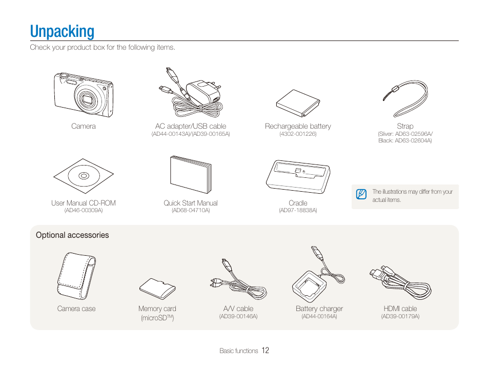 Unpacking | Samsung EC-TL240ZBPBUS User Manual | Page 13 / 113