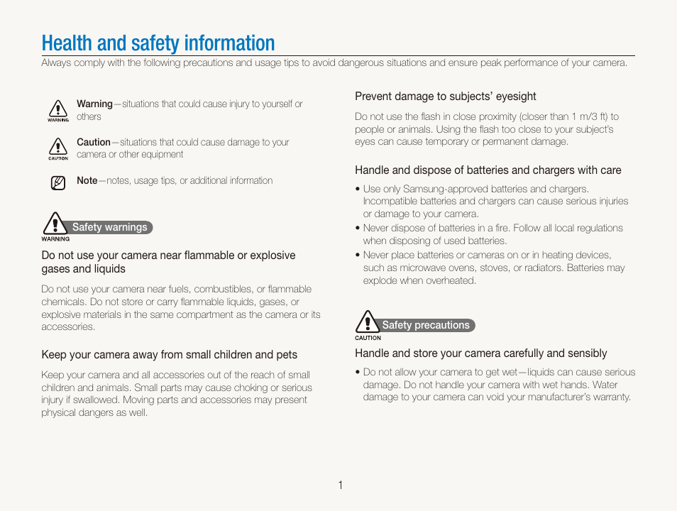 Health and safety information | Samsung EC-TL240ZBPBUS User Manual | Page 2 / 113