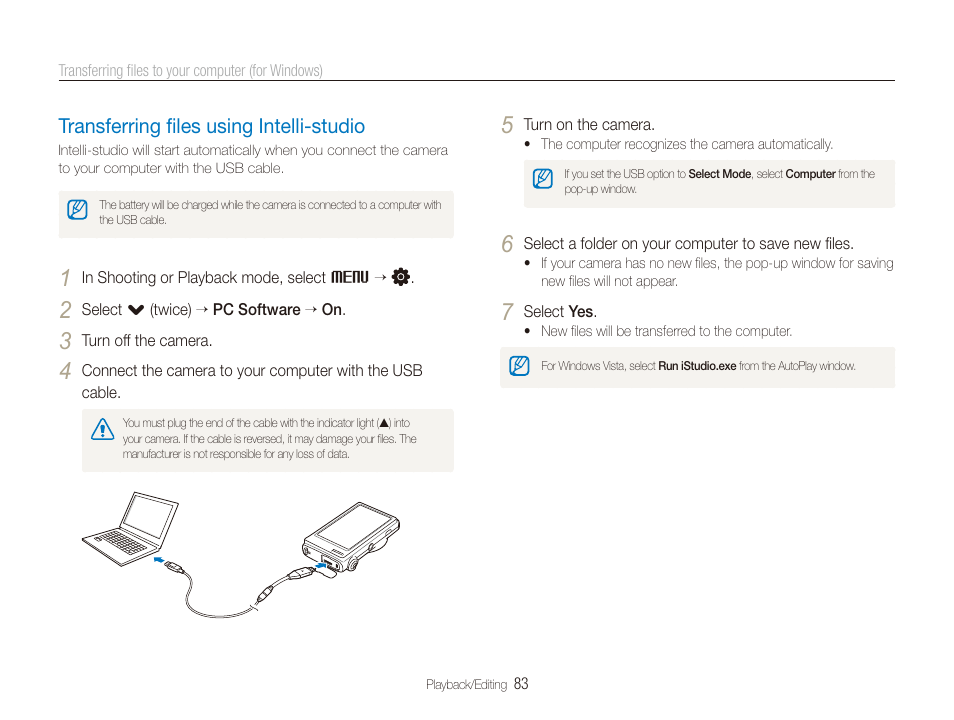 Transferring files using intelli-studio, Transferring ﬁles using intelli-studio, Transferring ﬁles using intelli-studio ………… 83 | Samsung EC-TL240ZBPBUS User Manual | Page 84 / 113