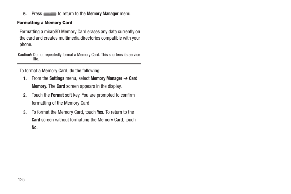 Formatting a memory card | Samsung SCH-R810ZKAXAR User Manual | Page 128 / 191