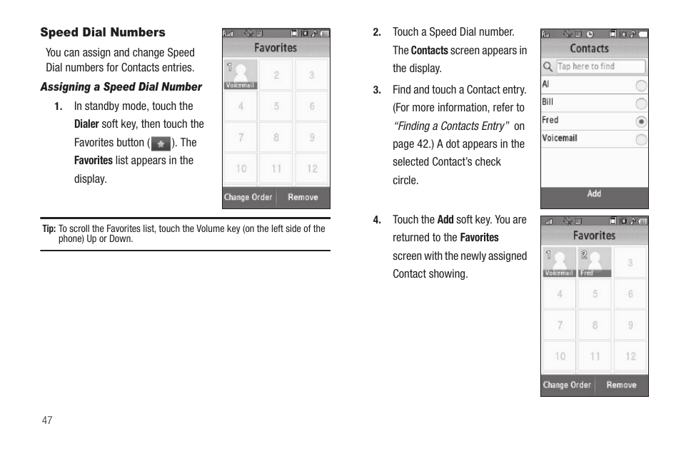 Speed dial numbers, Assigning a speed dial number | Samsung SCH-R810ZKAXAR User Manual | Page 50 / 191