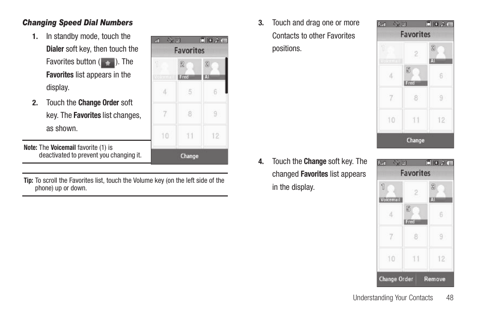 Changing speed dial numbers | Samsung SCH-R810ZKAXAR User Manual | Page 51 / 191