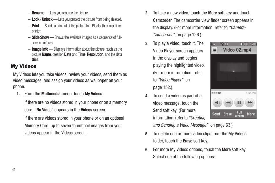 My videos | Samsung SCH-R810ZKAXAR User Manual | Page 84 / 191