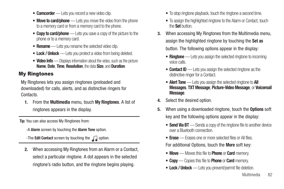 My ringtones | Samsung SCH-R810ZKAXAR User Manual | Page 85 / 191