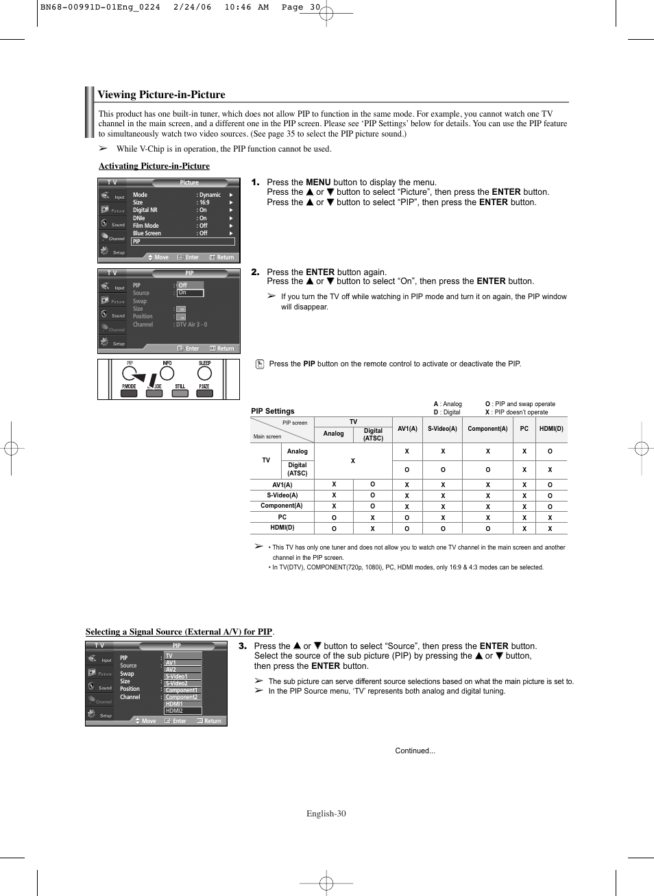Viewing picture-in-picture | Samsung SPS4243X-XAA User Manual | Page 30 / 64