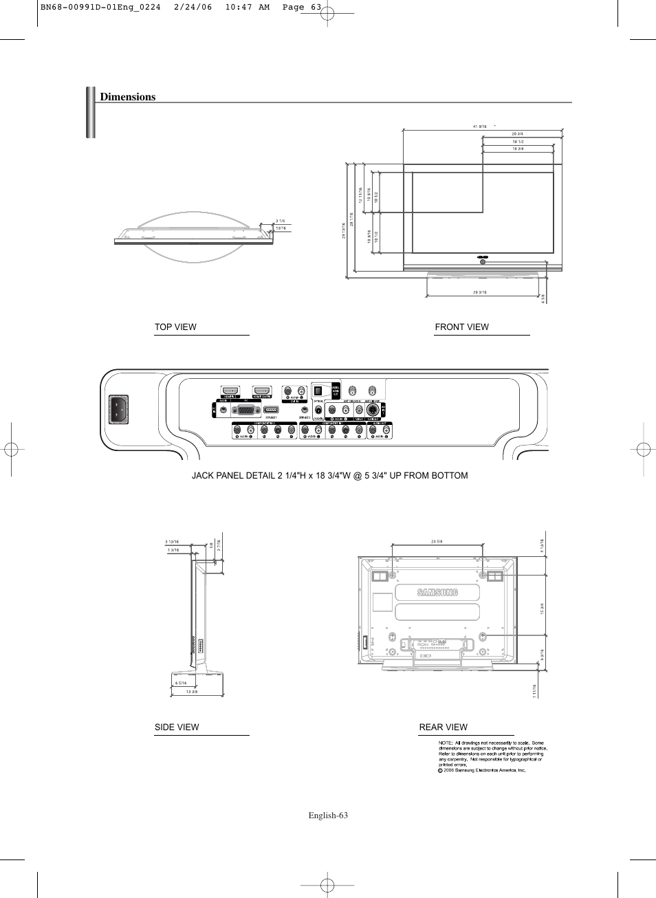 Dimensions | Samsung SPS4243X-XAA User Manual | Page 63 / 64