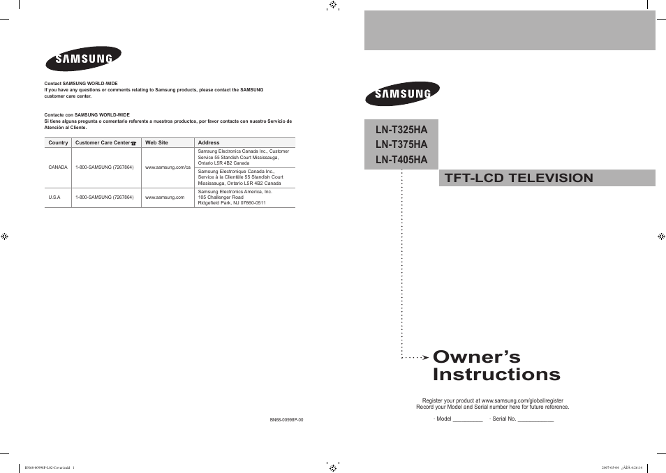 Samsung LNT325HAX-XAA User Manual | 140 pages