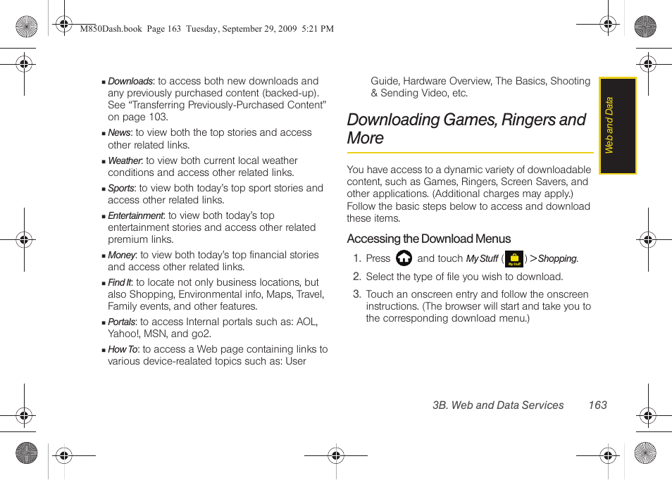 Downloading games, ringers and more | Samsung SPH-M850BSASPR User Manual | Page 175 / 241