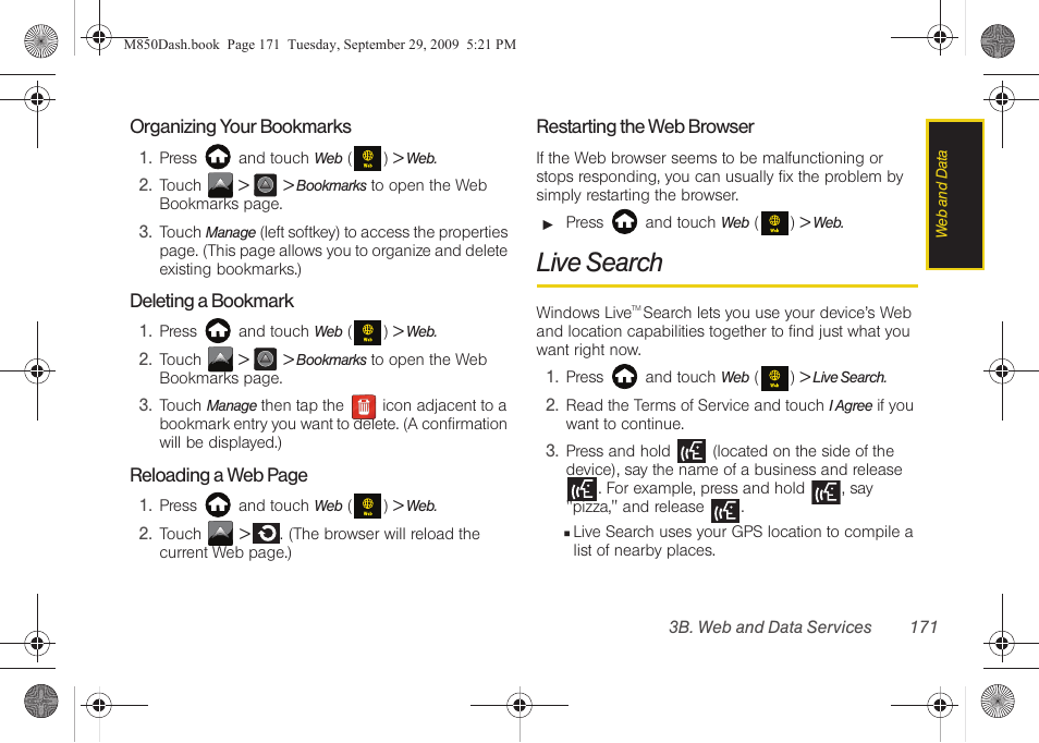 Live search | Samsung SPH-M850BSASPR User Manual | Page 183 / 241